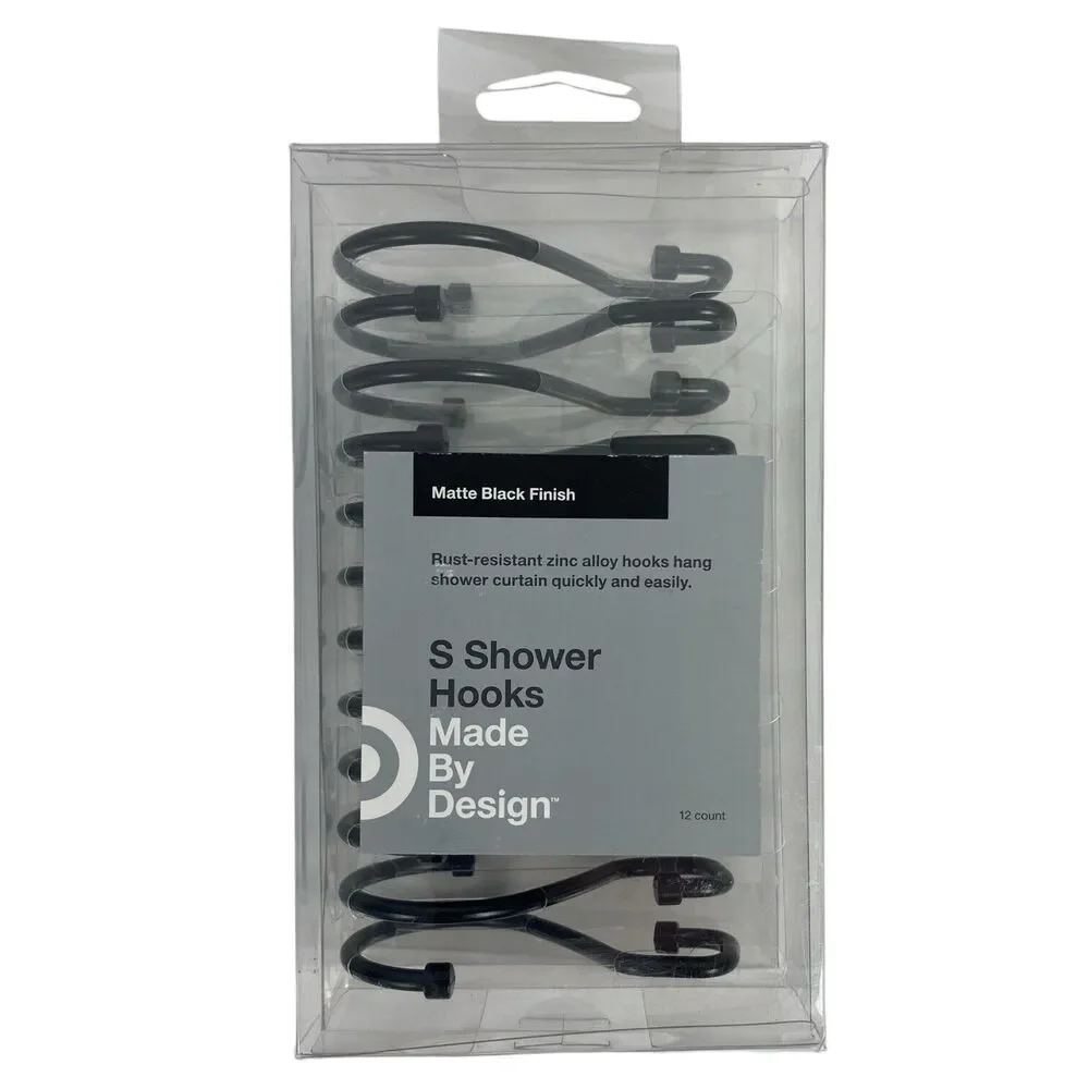 Made By Design S Shower Hooks Matte Black Finish Rust Resistant 12 Count C72Q